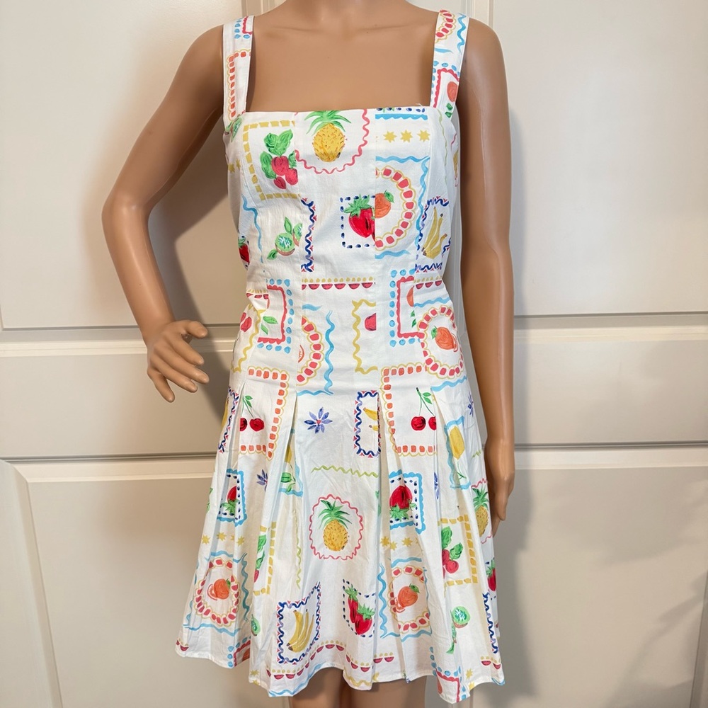 New Avec Les Filles Fruit-Print Flared Mini Dress - Picture 12 of 14